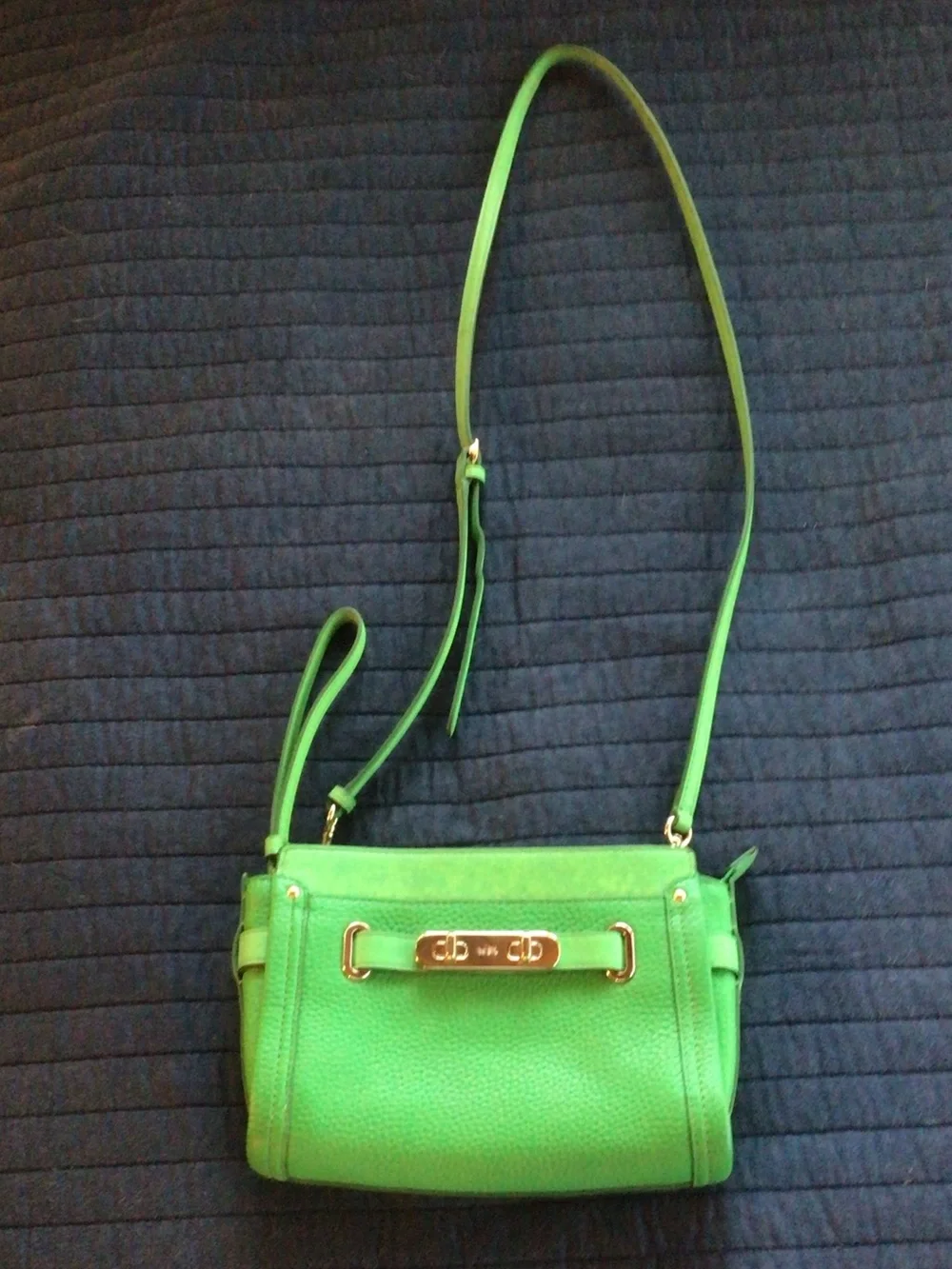Green Coach Leather Crossbody Bag with Gold Hardware